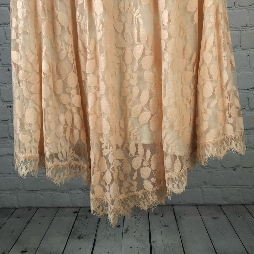 DRESS - Free People peachy blush lace overlay asymmetrical pullover dress. - Picture 9 of 16
